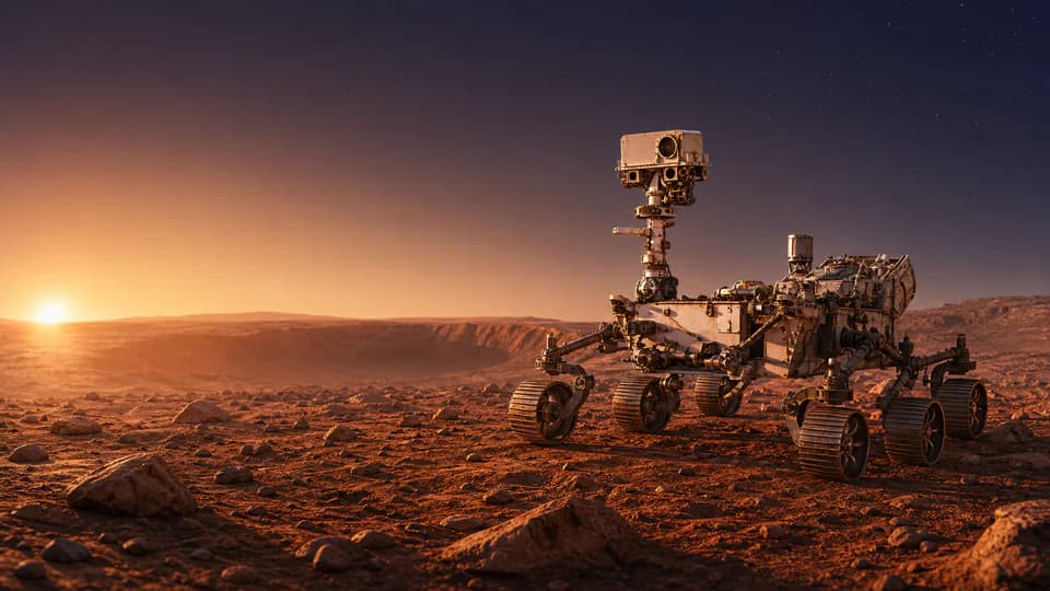 Rover explorant la surface de Mars